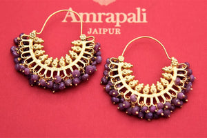 Buy gorgeous silver gold plated earrings online in USA with cluster of stones. Shop beautiful Amrapali jewelry, silver jewelry, gold plated jewelry, silver choker necklaces, gold plated necklace in USA from Pure Elegance Indian fashion store in USA.-full view