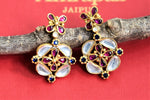 Shop stunning Amrapali gold plated multicolor glass floral earrings online in USA. Shop gold plated jewelry, silver jewelry,  silver earrings, bridal jewelry, fashion jewelry from Amrapali from Pure Elegance Indian clothing store in USA.-front