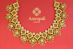 Shop stunning gold plated necklace set online in USA. Buy exclusive Indian jewelry, gold plated earrings, silver earrings, gold plated necklace from Amrapali in USA available at Pure Elegance Indian fashion store.-FRONT