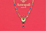 Shop beautiful gold plated blue stone chain necklace online in USA with pendant. Shop gold plated jewelry, silver jewelry,  silver earrings, bridal jewelry, fashion jewelry from Amrapali from Pure Elegance Indian clothing store in USA.-full view