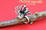 Shop Amrapali silver peacock ring online in USA. Shop beautiful Amrapali jewelry, gold plated necklaces, silver jewelry, wedding jewelry, gold plated earrings from Pure Elegance Indian fashion store in USA.-front