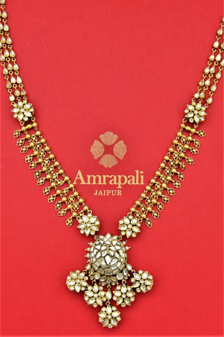 Shop stunning gold plated string glass necklace online in USA. Shop beautiful Amrapali jewelry, gold plated necklaces, silver jewelry, wedding jewelry, gold plated earrings from Pure Elegance Indian fashion store in USA.-full view