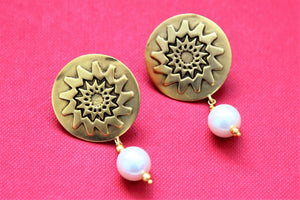 Shop stunning Amrapali gold plated studs online in USA with pearl drop. Shop gold plated jewelry, silver jewelry,  silver earrings, bridal jewelry, fashion jewelry from Amrapali from Pure Elegance Indian clothing store in USA.-full view