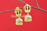 Shop Amrapali gold plated matted finish jhumka earrings online in USA. Look beautiful in Indian jewelry, gold plated jewelry , silver jewelry, gold plated earrings, wedding jewellery from Pure Elegance Indian fashion store in USA.-full view