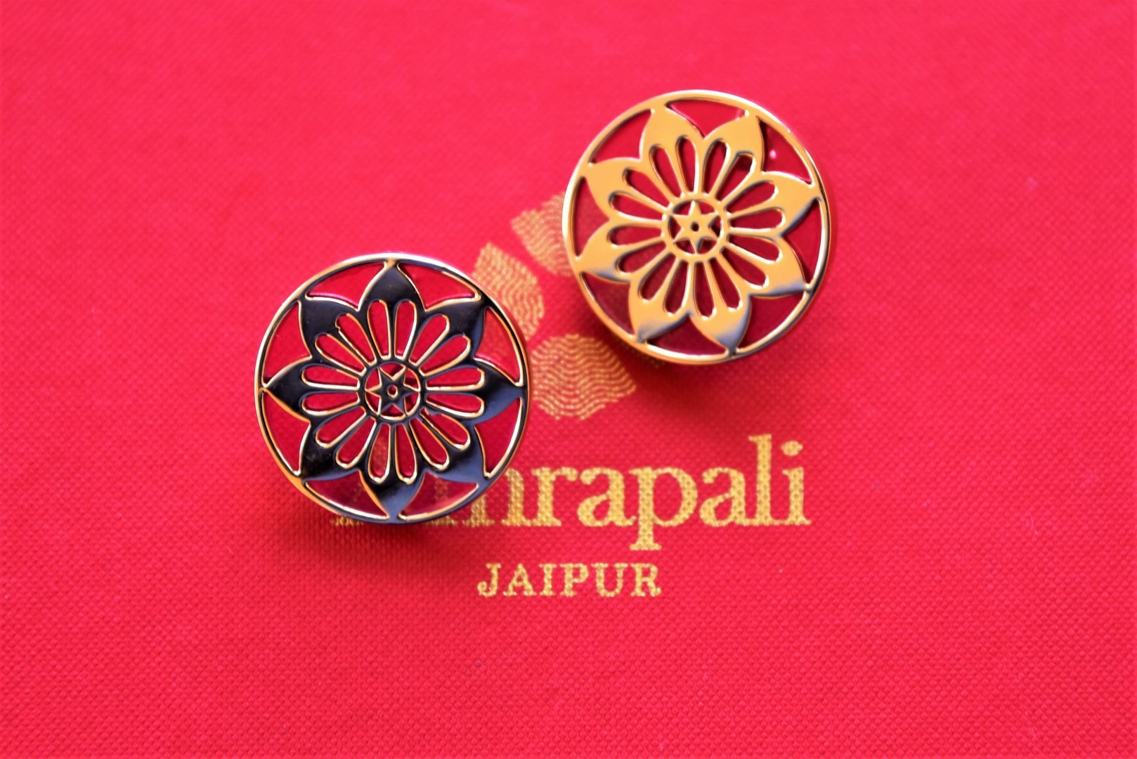 Shop Amrapali silver floral earrings online in USA. Shop exclusive gold plated jewelry, wedding jewelry , bridal jewelry, gold plated earrings, silver jewelry from Amrapali at Pure Elegance Indian fashion store in USA.-full view