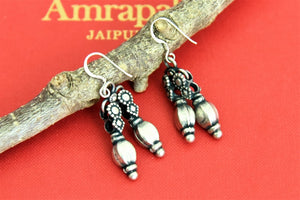 Buy Amrapali antique silver earrings online in USA. Look beautiful in Indian jewelry, gold plated jewelry , silver jewelry, gold plated earrings, wedding jewellery from Pure Elegance Indian fashion store in USA.-full view