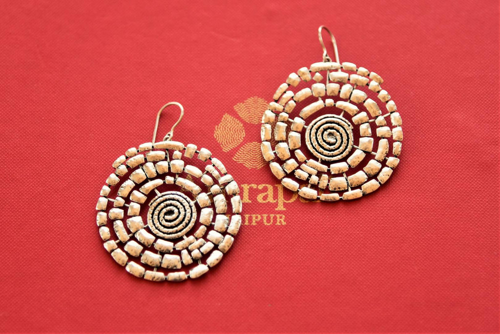 Buy Amrapali silver spiral earrings online in USA. Shop exclusive gold plated jewelry, wedding jewelry , bridal jewelry, gold plated earrings, silver jewelry from Amrapali at Pure Elegance Indian fashion store in USA.-full view