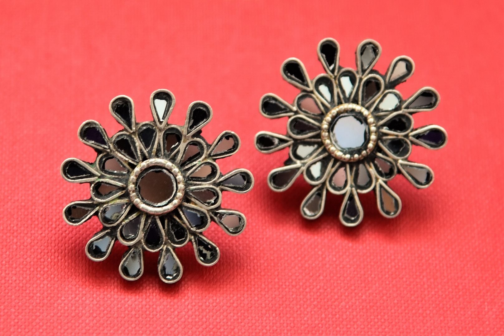 Shop beautiful Amrapali silver and black earrings online in USA. Shop gold plated jewelry, silver jewelry,  silver earrings, bridal jewelry, fashion jewelry from Amrapali from Pure Elegance Indian clothing store in USA.-full view