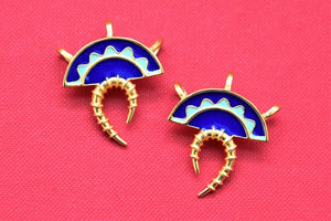 Shop stunning blue enamel cuff earrings online in USA. Shop gold plated jewelry, silver jewelry,  silver earrings, bridal jewelry, fashion jewelry from Amrapali from Pure Elegance Indian clothing store in USA.-full view