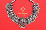Shop stunning heavy silver peacock necklace online in USA with pearls. Shop gold plated jewelry, silver jewelry,  silver earrings, bridal jewelry, fashion jewelry from Amrapali from Pure Elegance Indian clothing store in USA.-full view