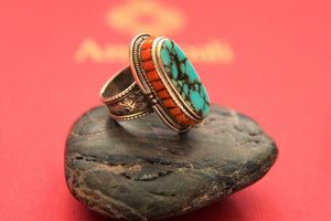 Shop stunning Amrapali silver ring online in USA with blue stone. Shop beautiful gold plated jewelry, kundan jewelry, bridal jewelry, silver jewelry in USA from Pure Elegance Indian fashion store in USA.-full view