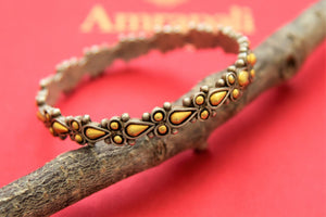 Buy stunning Amrapali gold plated silver bangle online in USA. Shop beautiful gold plated jewelry, kundan jewelry, bridal jewelry, silver jewelry in USA from Pure Elegance Indian fashion store in USA.-full view
