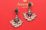 Buy Amrapali silver stone earrings necklace online in USA with pearls. Shop gold plated jewelry, silver jewelry,  silver earrings, bridal jewelry, fashion jewelry from Amrapali from Pure Elegance Indian clothing store in USA.-front