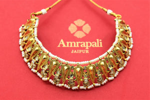 20D717 Gold Plated Kundan Choker Necklace with Pearls Piroyi