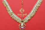 Shop beautiful kundan and pearl gold plated mathapatti online in USA. Get ready for festive occasions in beautiful gold plated jewelry , silver jewelry , wedding jewelry, bridal jewelry by Amrapali from Pure Elegance Indian fashion store in USA.-full view