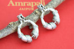Shop stunning Amrapali silver ethnic hoop earrings online in USA. Add a beautiful spark to your ethnic style with gold plated jewelry, silver jewelry, gold plated earrings, wedding jewelry, silver necklaces from Pure Elegance Indian fashion store in USA.-full view