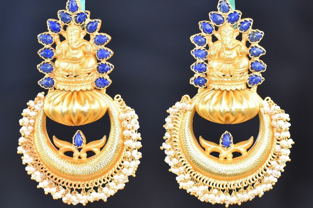 20A597-Silver-Gold-Plated-Ganesh-Amrapali-Earrings-B
