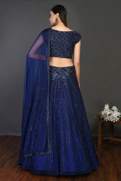 30Z175-RO blue organza Lehenga with dupatta