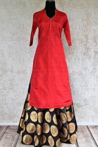 Buy Black Banarasi Lehenga Skirt online from Pure Elegance or visit our store in USA. We bring a stylish range of designer lehenga skirts online for Indian women-full view