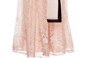 Buy baby pink net lehenga online in USA with coffee color blouse. Give a touch of elegance to your style with an exclusive range of Indian dresses, designer lehengas from Pure Elegance Indian fashion store in USA or shop online.-skirt