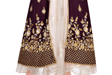 Buy pink and wine color embroidered Anarkali set online in USA. Give a touch of elegance to your style with an exclusive range of Indian formal dresses, designer lehengas, Anarkali dresses from Pure Elegance Indian fashion store in USA or shop online.-skirt