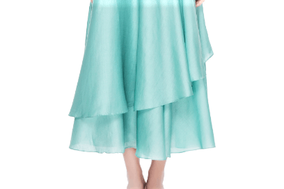 Buy pastel blue layered skirt online in USA with dusty pink chanderi bustier. Add a flavor of glamor with an exclusive range of Indian formal dresses, designer lehengas, Indowestern dresses from Pure Elegance Indian fashion store in USA or shop online.-skirt