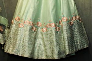 Buy sea green gota patti embroidery lehenga with choli online in USA. It comes with a matching dupatta. Find more such exquisite designer lehengas at Pure Elegance online store. You can also give us a visit at our exclusive Indian fashion store in USA and shop from a range of beautiful Indian lehengas, wedding dresses, Anarkalis and much more.-lehenga