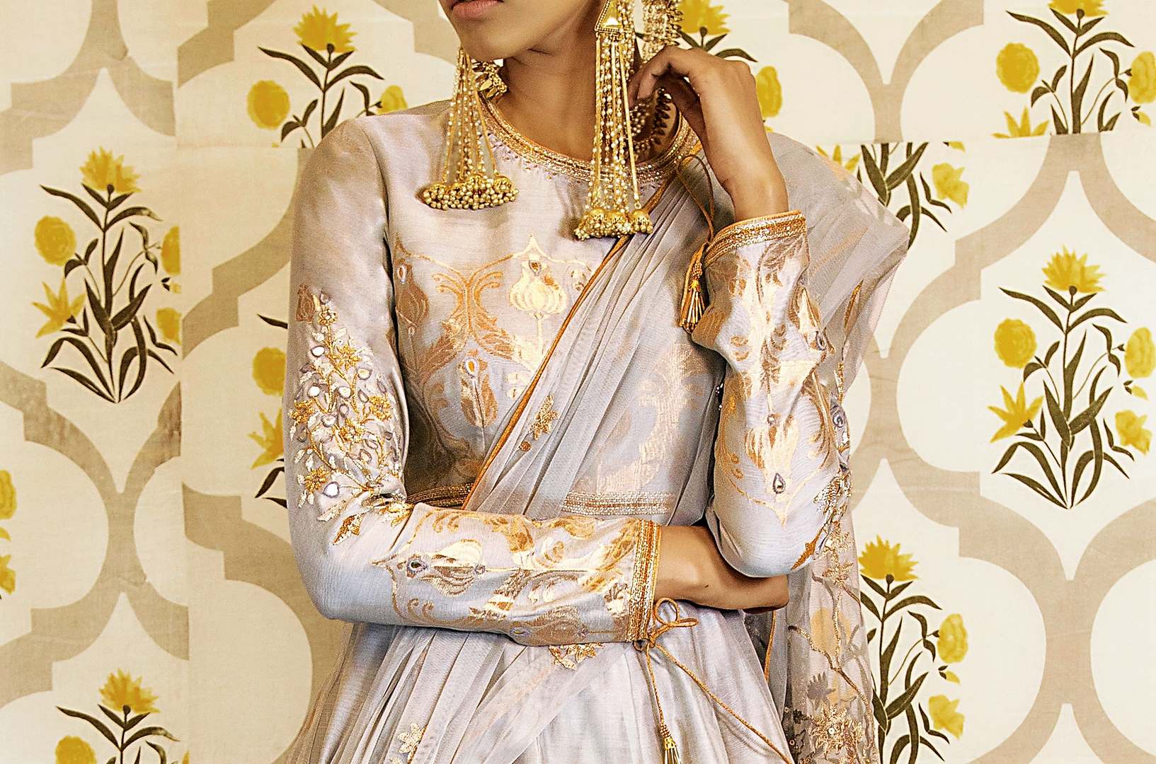 Shop ecru embroidered chanderi handloom lehenga with dupatta online in USA. Find a range of Indian designer lehengas at Pure Elegance clothing store in USA. Enrich your traditional style with a range of Indian clothing, designer Anarkali suits, wedding lehengas, and much more also available at our online store.-kurta