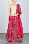 Buy beige and rani pink embroidered lehenga with dupatta online in USA. Make a captivating fashion statement with a range of Indian designer dresses from Pure Elegance clothing store in USA. If you are looking for online shopping, then look to our online store for a stunning collection of designer lehengas, Indian clothing and much more.-full view