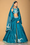 Buy exquisite blue embroidered designer lehenga online in USA with dupatta. Gear up for the festive season with exquisite designer lehengas, Anarkali suits. Indian dresses from Pure Elegance Indian fashion store in USA. Shop online now.-full view