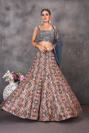 Buy beautiful blue multicolor embroidered designer lehenga online in USA with dupatta. Look stylish at parties and wedding festivities in designer dresses, Indowestern outfits, Anarkali suits, wedding lehengas, palazzo suits, sharara suits from Pure Elegance Indian clothing store in USA.-front