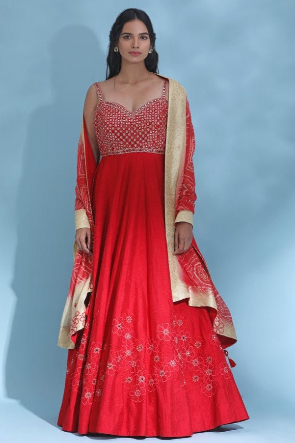 red color indian dress Red Printed Dress | Harmony Hues Collection