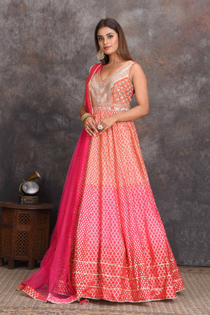 Buy Indian Pink Embroidered Net Anarkali Suit with Dupatta Online USA –  Pure Elegance