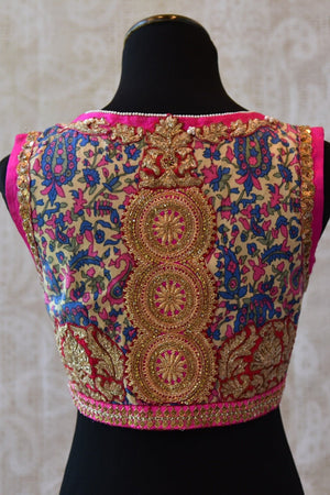 Shop this Indian Ethnic crepe silk blouse with satin embroidery online or from our Pure Elegance store in Edison. This designer blouse is ideal for any wedding. Patch Work.