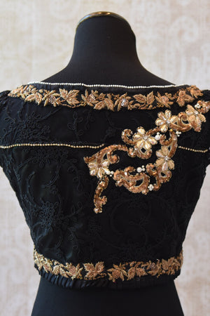 Shop this ethnic Indian cotton silk lace blouse with gold zardozi online or from our Pure Elegance store in Edison. Perfect for any wedding party or reception. Gold Embroidery.