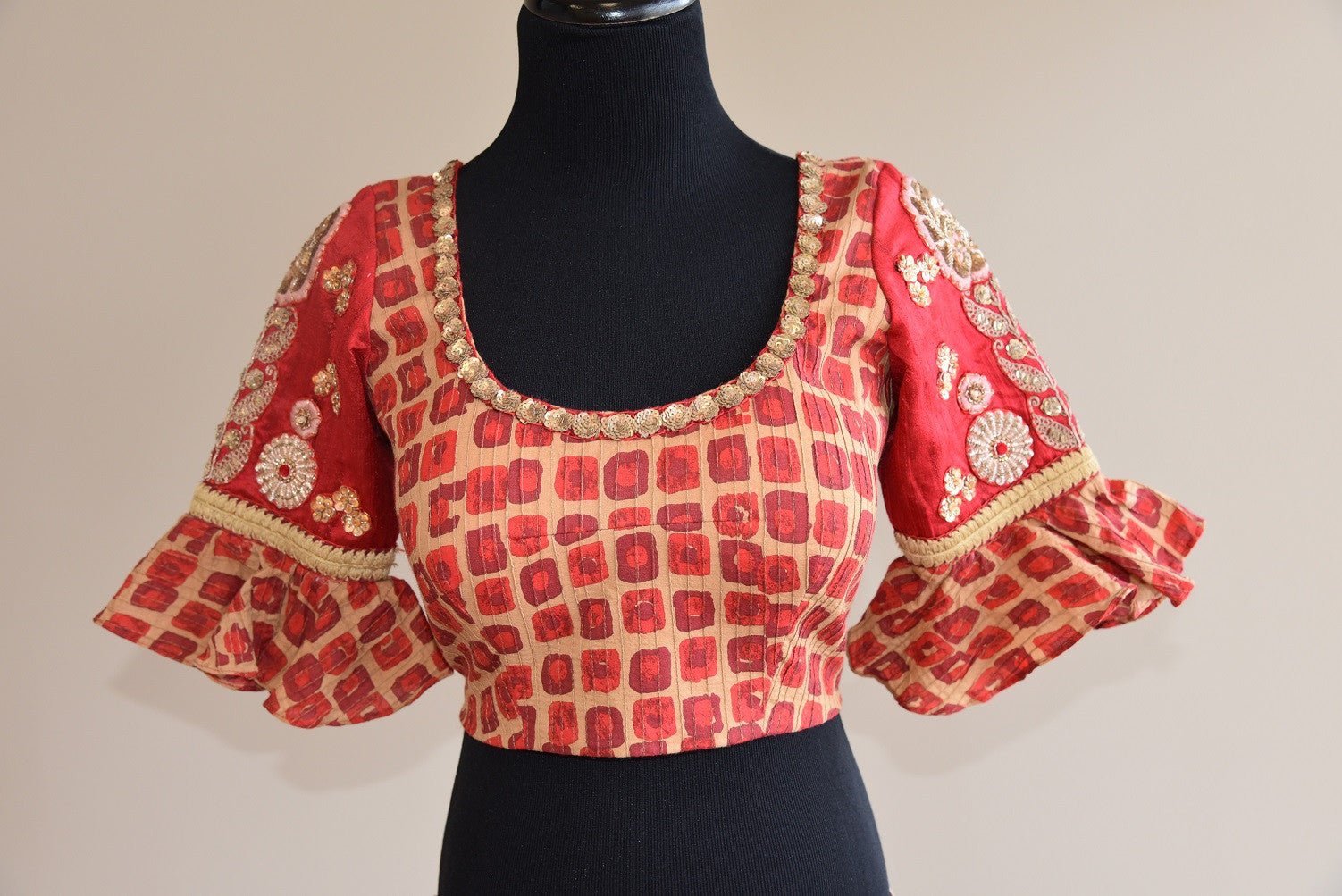 Shop ethnic Indian cotton silk designer blouse having sequin embroidery online from Pure Elegance store online or from our store in USA. Ideal for any wedding. Red Blouse.