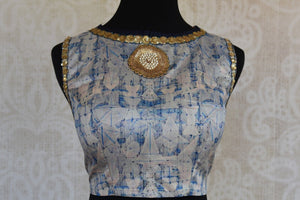 Buy this Indian traditional designer blouse online or from our Pure Elegance store in Edison. This ethnic printed blouse is ideal for any wedding or reception. Front View.
