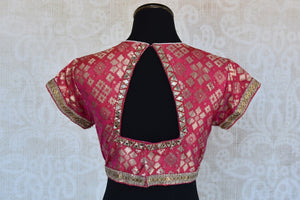 Indian Ethnic Embroidered Banarasi Designer Blouse from Pure Elegance. Back Slit.