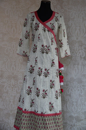Buy this traditional Indian cotton kurta plazzo set online or from our Pure Elegance store in Edison. Indo Western perfect for any wedding or engagement party. Front View.