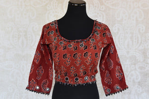 401999 Cotton Blouse with Long Sleeves and Beautiful Ajrakh Print
