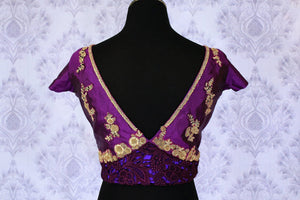 Buy purple embroidered designer saree blouse online in USA. Find your matching saree blouses for your beautiful Indian saris in USA at Pure Elegance exclusive clothing store or shop online.-back