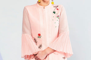 Buy blush pink embroidered kurta with palazzo online in USA. Shop exclusive Indian designer saris, party dresses, wedding dresses in USA at Pure Elegance clothing store. Explore a range of traditional Indian women clothing also available at our online store. Shop now.-top