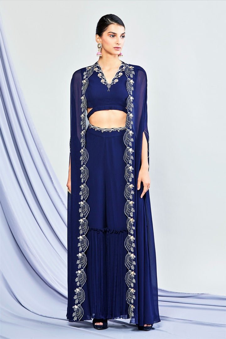 Lavender Hand embroidered Crop-top and Sharara set – The right cut store