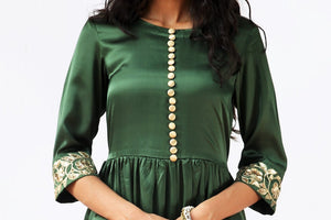 Buy seaweed green embroidered silk tunic with palazzo online in USA. Get occasion ready with a stunning range of Indian designer dresses from Pure Elegance fashion store in USA. Shop from a collection of designer suits, wedding sarees, wedding lehengas and Indian clothing for a gorgeous ethnic look from our online store.-tunic