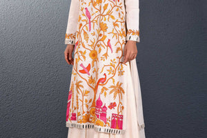 Buy beautiful off-white embroidered floor length double layered dress online in USA. Pick your favorite Indian dresses from Pure Elegance clothing store in USA. Step up your style with a range of Indian designer dresses, suits, designer lehengas also available on our online store. -embroidery