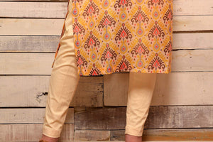 Buy yellow cotton silk kurta with tassel embellished sleeves and slim pants online in USA. Pick your favorite Indian designer suits and dresses from Pure Elegance clothing store in USA. Make your ethnic collection complete with a range of Indian sarees, Anarkali suits, designer lehengas also available on our online store.  -bottom