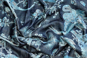 Shop stunning dark blue Kani weave stole online in USA. Shop beautiful designer stoles, embroidered dupattas, Banarasi dupattas, handwoven dupatta from Pure Elegance Indian fashion store in USA.-full view