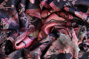 Buy gorgeous black Kani weave stole online in USA. Shop beautiful designer stoles, embroidered dupattas, Banarasi dupattas, handwoven dupatta from Pure Elegance Indian fashion store in USA.-closeup
