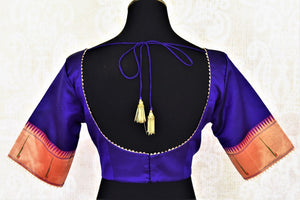 Buy stunning purple Paithani silk saree blouse online in USA with. Go for a perfect saree style with latest designer saree blouses, pure silk blouse, choli-cut saree blouses, readymade sarees blouse, padded saree blouses from Pure Elegance Indian saree store in USA.-back