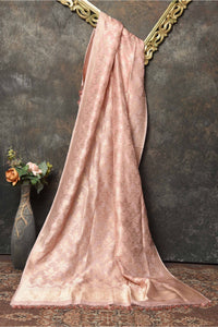 Shop stunning dusty pink heavy Banarasi dupatta online in USA. Add a perfect festive touch to your Indian suits with exquisite Banarasi dupattas, phulkari dupattas, embroidered dupatta, bandhej dupatta, printed dupatta from Pure Elegance Indian saree store in USA.-full view